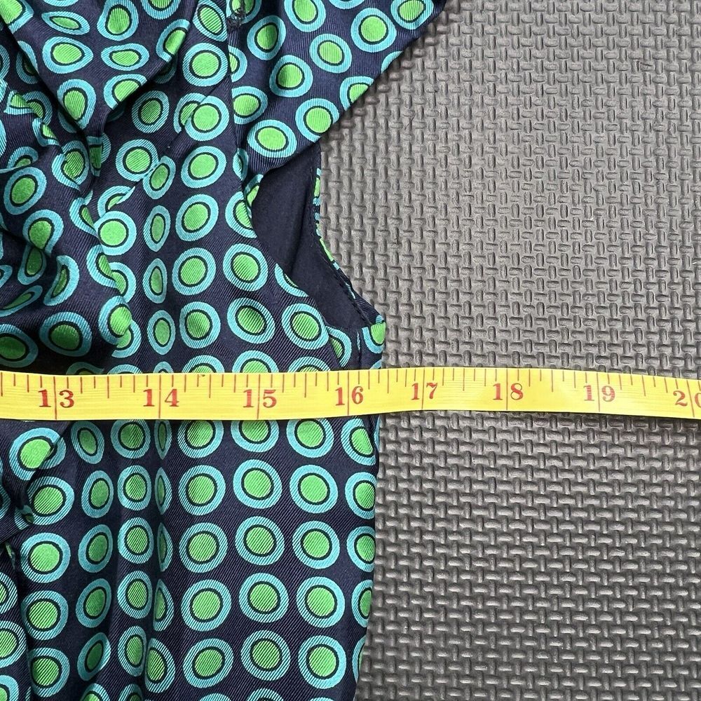 Elizabeth McKay Dress Green & Blue Silk Circle Print Wrap Around sz 6 - Picture 12 of 12